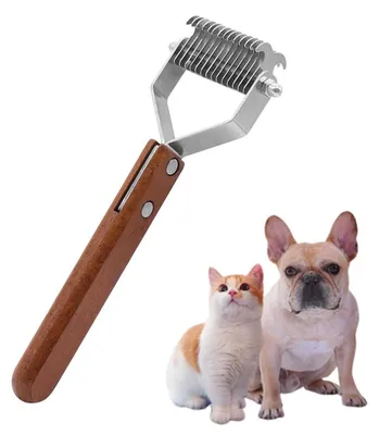 Produktbild von Unterwollbürste für Hunde & Katzen, Trimmstriegel für kurzes Fell, entfernt Verfilzungen