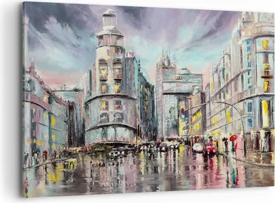 Produktbild von Bild auf Leinwand - Leinwandbild - Stadt Straße Haus - 120x80cm - Wand Bild - Wanddeko - Wandbilder - Leinwanddruck - Bilder - Kunstdruck - Wanddekoration - Leinwand bilder - Wandkunst - AA120x80-3440