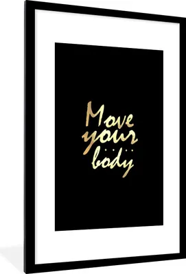 Produktbild von MuchoWow® Gerahmtes Poster Zitat - Tanzen - Gold - Schwarz 60x90 cm - Poster mit Schwarzem Bilderrahmen Wandposter Rahmen Foto Bilder - Dekoration - Wandposter Wohnzimmer - Hochwertig