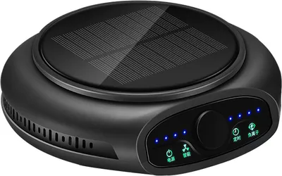 Image de Purificateur d'air pour voiture Énergie solaire Parfum pour voiture Multi-filtre Aroma Diffuseur Mode auto, Noir