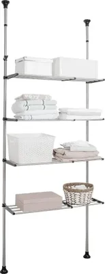 Produktbild von Verstellbares Lagerregal für Badezimmer und Waschküche mit vier Regalen in Schwarz