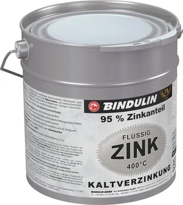 Produktbild von 2,5 Liter Metall- und Rostschutz Zinkfarbe Flüssig-Zink Dose  inkl. Drahtbürste und 4er set Pinsel