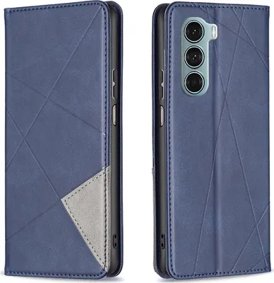Produktbild von Mobigear Rhombus Slim  Motorola Moto G200 5G Hülle Klapphülle - Blau