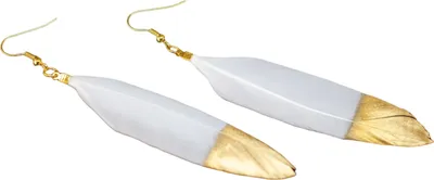 Produktbild von Feder Ohrringe Miniblings Hänger Vogelfeder Vogel Fliegen Boho Hippie Weiß Gold