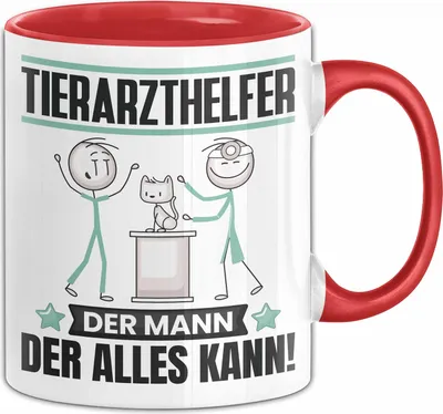 Produktbild von Tierarzthelfer Tasse Geschenk für Tierarzthelfer Der Mann Der Alles Kann Geschenkidee zum Geburtstag (Rot)