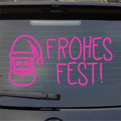 Produktbild von Heckscheibenaufkleber Fohes Fest Santa Claus Weihnachten Christmas 55x27 cm Pink Auto Aufkleber Sticker