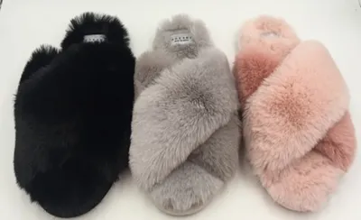 Produktbild von Damen Pantoffel Plusch Hauschuhe schwarz Gr. 38