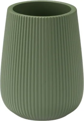 Obrázek produktu pro BERILO | Koupelnový kelímek – toaletní kelímek – zelený – 11 x 8 cm – žebrovaný – kelímek na zubní kartáčky