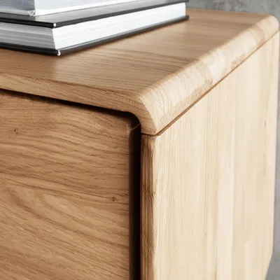 Produktbild von Wohnzimmer Lowboard mit 220 cm Breite in Eiche Massivholz, wandhängend, 2 Türen & 1 Klappe - WESTON-69