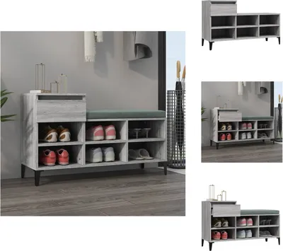Produktbild von vidaXL Schuhregal Grau Sonoma 102x36x60 cm Holzwerkstoff -  Schuhregale & -schränke