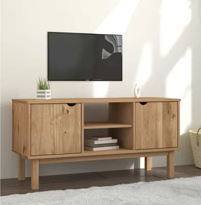 Produktbild von The Living Store TV-Schrank OTTA 113,5x43x57 cm Massivholz Kiefer