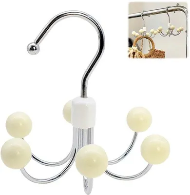Immagine prodotto di Organizer Unyqoos® con 6 ganci, rotazione a 360° – realizzato in acciaio per la conservazione di cravatte, cinture e borse, salvaspazio