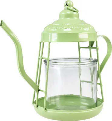 Produktbild von Teelichthalter Glas Windlicht Teekanne Retro Deko Ø15cm H26cm