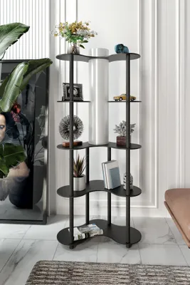 Immagine prodotto di Opviq, moderna lampada da terra in MDF e carta artigianale, nera, altezza 150 cm, 1 x E27 max 40 W, IP20, design astratto, ideale per eleganti ambienti domestici e uffici.