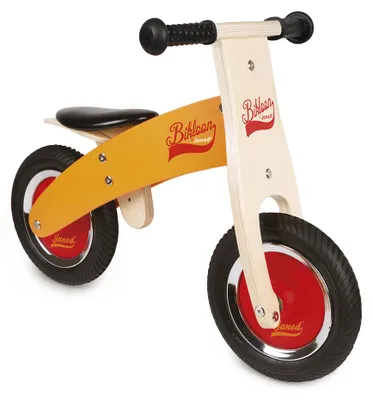 Immagine prodotto di Janod balance bike - Bikloon in legno arancione - sedile regolabile e pneumatici