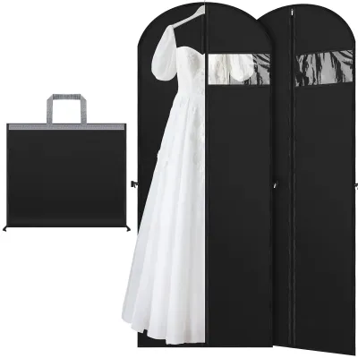 2er-Pack Kleidersäcke, schwarz, Kunststoff, 180x60 cm