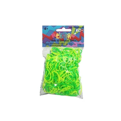 Produktbild von Rainbow Loom Silikon Dual gelb-grün 300 Stück, im Display mit 15 Beutel