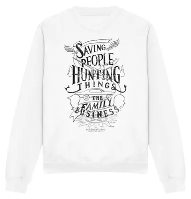 Immagine prodotto di Felpa unisex "Family Business" ispirata alla serie Supernatural, taglia S, colore bianco (modello TV41322)