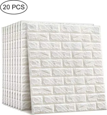 Produktbild von 20 Stück 3D Wandaufkleber  Wandpaneele selbstklebende Tapete, 35cm x 38.5cm x 5mm wasserdichte Tapete , Steinoptik, Modern für Badzimmer und Schlafzimmer