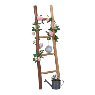 Produktbild von Relaxdays Dekoleiter, 116 cm hoch, Holzleiter Garten, 4 Sprossen, Kastanie, Handarbeit, Handtuch- & Kleiderleiter, natur