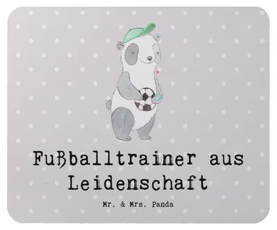 Produktbild von Mr. & Mrs. Panda Mousepad Fußballtrainer Leidenschaft - Grau Pastell - Geschenk, mousematte, Fußballspiel, Spruch, Glücksbringer, computer, Mauspad, Mouse Pad, laptop