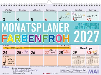 Produktbild von Monatsplaner 1M/1S Farbenfroh 2027