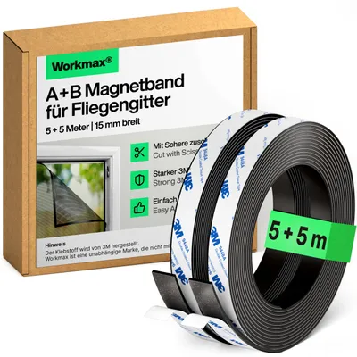 Immagine prodotto di WORKMAX A+B, striscia magnetica autoadesiva, ideale per zanzariere (5+5 metri)