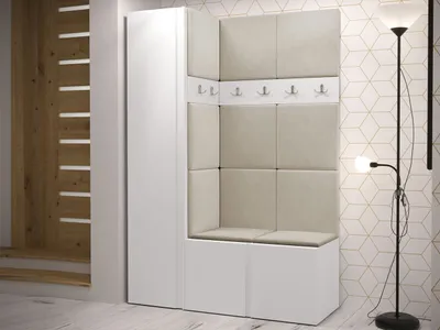 Obrázok produktu pre Predsieňová stena s botníkom a panelmi 42x42 SELAND 5 - biela / béžová