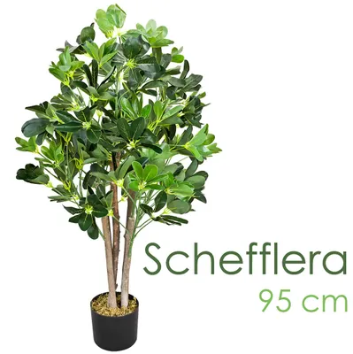 Image de Schefflera Arboricola Plante Arbre Artificielle Artificiel Plastique 95 cm avec Bois Véritable Domaine Interne Decovego