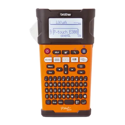 Produktbild von Brother PT-E300VP, QWERTY, TZe, 180 x 180 DPI, 20 mm/sek, Schwarz, Orange