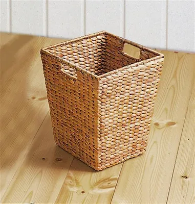 Image de Corbeille à papier en feuille de bananier, 25x25x31 cm, Corbeille à papier de bureau, Poubelle, Poubelle