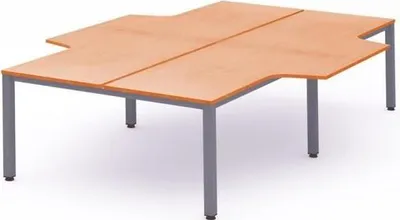 Produktbild von Mehrfacharbeitstisch Executive L-Form BxTxH 320x163/220x73cm Gestell grau Platte Melamin buche.