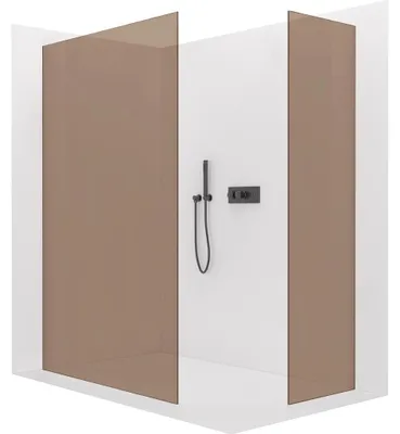 Productafbeelding van CERANO - Douchewand Walk-in Crystal T L/P - 8 mm - zonder steunpilaren - mat zwart, bronskleurig glas - 90x90x200 cm