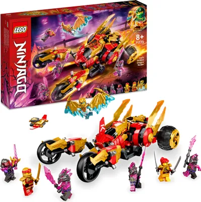 Produktbild von LEGO 71773 NINJAGO Kais Golddrachen-Raider Set, mit Auto und Motorrad-Spielzeug inkl. Kai und eine goldene Cole Legacy-Figur, Spielzeug für Kinder ab 8 Jahren