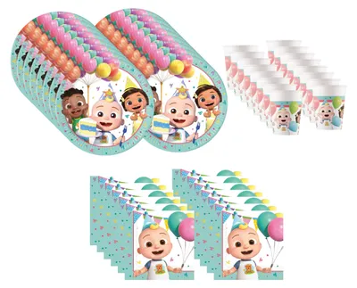 Produktbild von Cocomelon Party Deko Set 52 teilig Kindergeburtstag Geschirr Teller