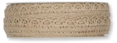 Produktbild von Schleifenband (1m = 0,90EUR) Dekoband, Häkelspitze braun, 10mm, 10m Rolle