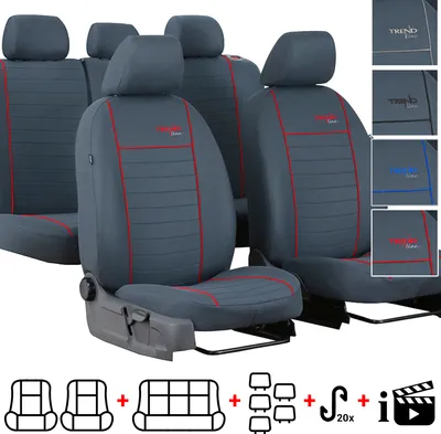 Produktbild von Autositzbezüge 2+3 - Universal Auto Sitzauflagen Set - Dreilagig Auto Sitzbezüge mit Reißverschluss - Schonbezüge Auto - Trend Rot