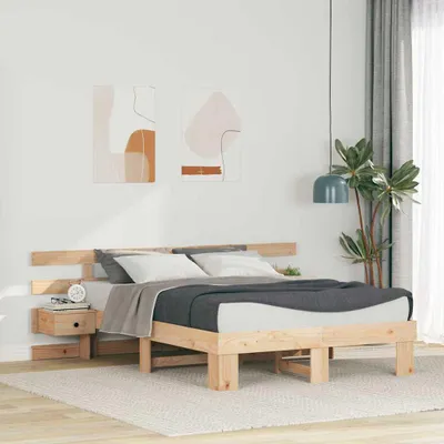 Image de Maison Exclusive - Cadre de lit avec tête de lit Marron 140 x 190 cm Bois de pin massif
