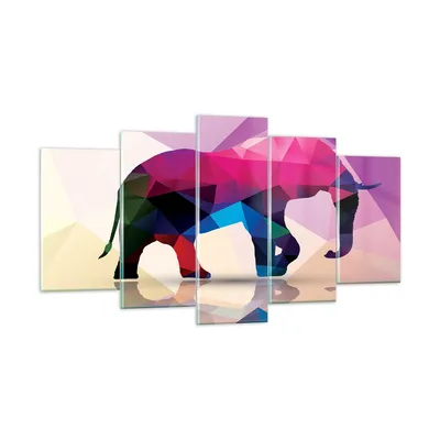 Produktbild von Bilder auf glas - Elefanten Illustration Bunt - 160x85cm - Glasbilder - Wandbilder - Kunstdruck - zum Aufhängen bereit - Wanddekoration aus Glas - Glas Bilder - Wandbild auf Glas - GEA160x85-2807