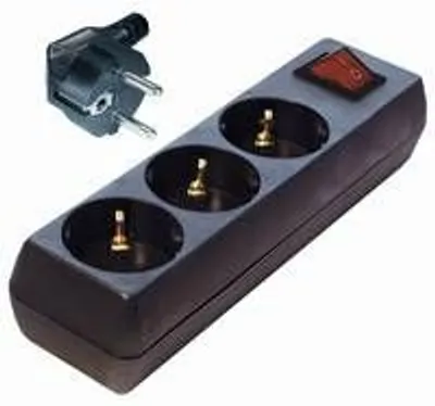 Produktbild von Alcasa 1400-03S, 1,5 m, Schwarz, 3 AC-Ausgänge, Schwarz, 1 Stück(e)