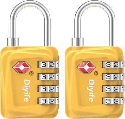 Obrázok produktu pre Štyridsaťmiestne číselné zámky TSA, 2 kusy, žlté, vhodné na kufre a batožinu