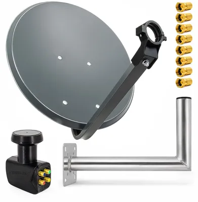 Produktbild von PremiumX SAT Anlage 60cm Satellitenantenne Quad LNB Wandhalter 45cm