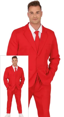 Produktbild von Karneval Rot Kostüm Anzug Krawatte Stilvoll Eleganter Look, Größe: 46 - 48 (S) Farbe: Rot