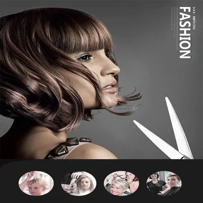Imagen del producto de Kit de corte de cabello, acero inoxidable, diseño ergonómico, de 2 piezas, para peluqueros