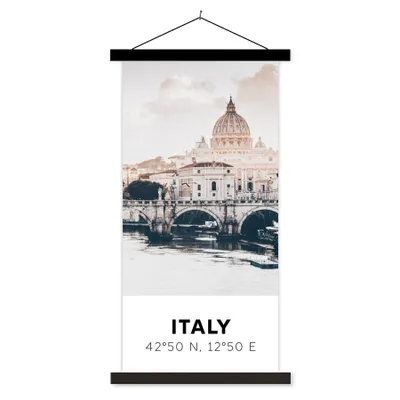 Produktbild von MuchoWow® Textilposter Italien - Brücke - Fluss 90x180 cm mit schwarzem Rahmen - Dekoration Wohnzimmer