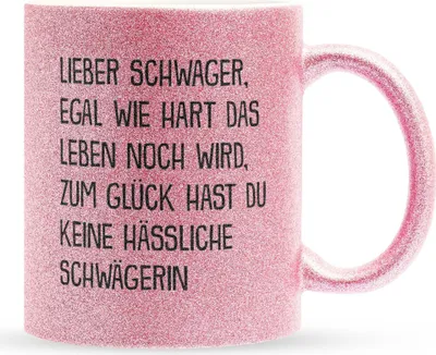 Produktbild von 22Feels Glitzertasse Pink Schwager Geschenk von Schwägerin Hochzeit Idee Männer Herrentag Weihnachten Geburtstag Haferl Geschenkidee Bürotasse
