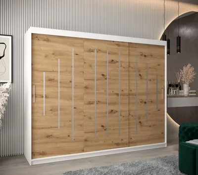 Obrázok produktu pre Šatníková skriňa ESTER - šírka 250 cm, biela / dub artisan