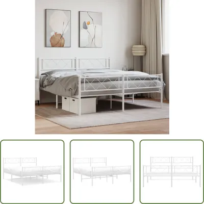 Produktbild von The Living Store Bettgestell mit Kopf- und Fußteil Metall Weiß 140x190 cm