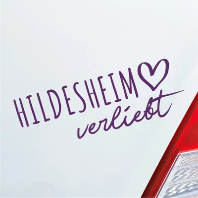Produktbild von Auto Aufkleber Hildesheim verliebt Herz Stadt Heimat Liebe Car 19x7 cm Lila Sticker Heckscheibenaufkleber