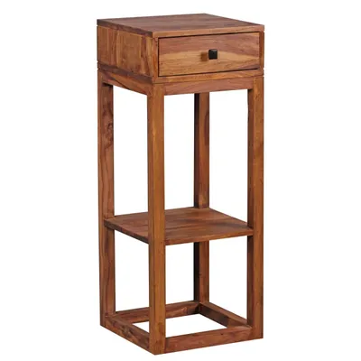 Produktbild von Beistelltisch MUMBAI Massivholz Sheesham Anstelltisch Telefontisch mit Schublade 35 x 35 x 90 cm